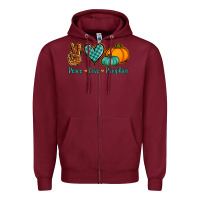 Burgundy Peace love pumpkins Zipper Hoodie - NancyCooperArtShop