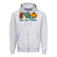 Heather Grey Peace love pumpkins Zipper Hoodie - NancyCooperArtShop
