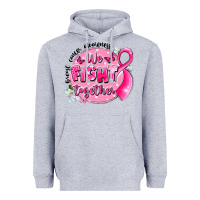 Heather Grey breast cancer awareness we fight together Heavyweight Hoodie - LillyAllenDesigns