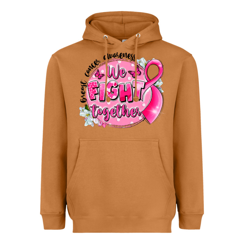 Breast Cancer Awareness We Fight Together Heavyweight Hoodie by LillyAllenDesigns | Teevron