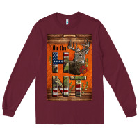 Burgundy Western On The Hunt Deer Long Sleeve Tee - LillyAllenDesigns