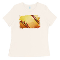 Bone softball brushstroke Ladies Tee - RanaPortraitStore