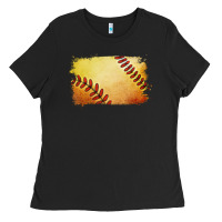 Black softball brushstroke Ladies Tee - RanaPortraitStore