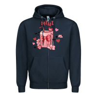 Navy mini coffee cups Zipper Hoodie - MaliasSmallBusiness