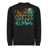 Black gıve me coffee and jesus Heavyweight Sweatshirt - AdoDesignShop