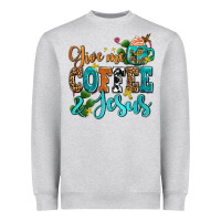 Heather Grey gıve me coffee and jesus Heavyweight Sweatshirt - AdoDesignShop