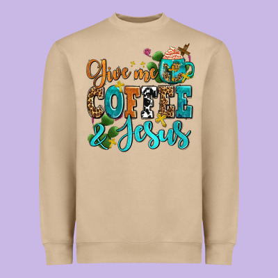 Gıve Me Coffee And Jesus Heavyweight Sweatshirt Designed By Adodesignshop