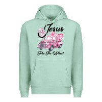 Seafoam Leopard Floral Pink Car Jesus Take The Wheel Premium Hoodie - Bettercallsaul