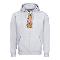 Heather Grey Easter rabbit Zipper Hoodie - NancyCooperArtShop
