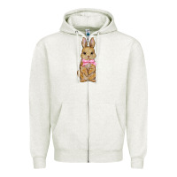 Oatmeal Heather Easter rabbit Zipper Hoodie - NancyCooperArtShop