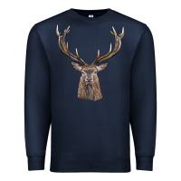 Navy elk deer head Premium Sweatshirt - LillyAllenDesigns