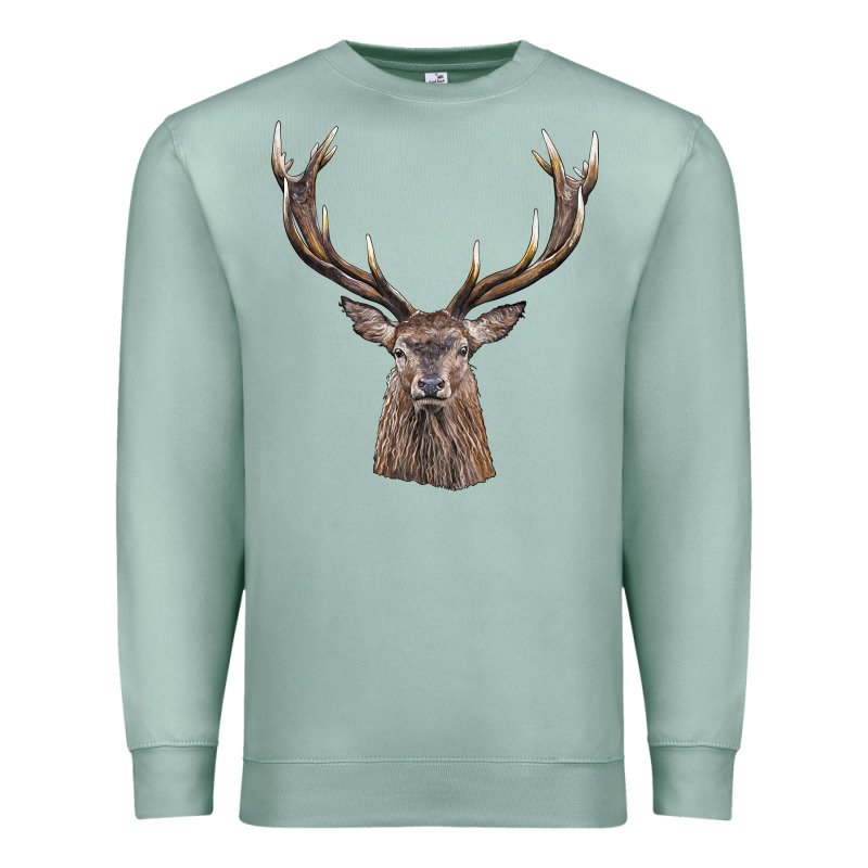 Elk Deer Head Premium Sweatshirt by LillyAllenDesigns | Teevron
