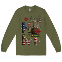 Army Green Deer Hunting Usa Flag Long Sleeve Tee - LillyAllenDesigns