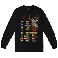Black Deer Hunting Usa Flag Long Sleeve Tee - LillyAllenDesigns