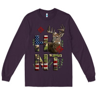 Plum Deer Hunting Usa Flag Long Sleeve Tee - LillyAllenDesigns