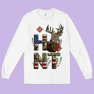 Deer Hunting Usa Flag Long Sleeve Tee Designed By Lillyallendesigns