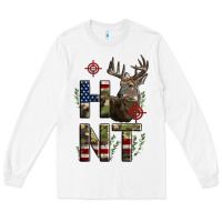 White Deer Hunting Usa Flag Long Sleeve Tee - LillyAllenDesigns