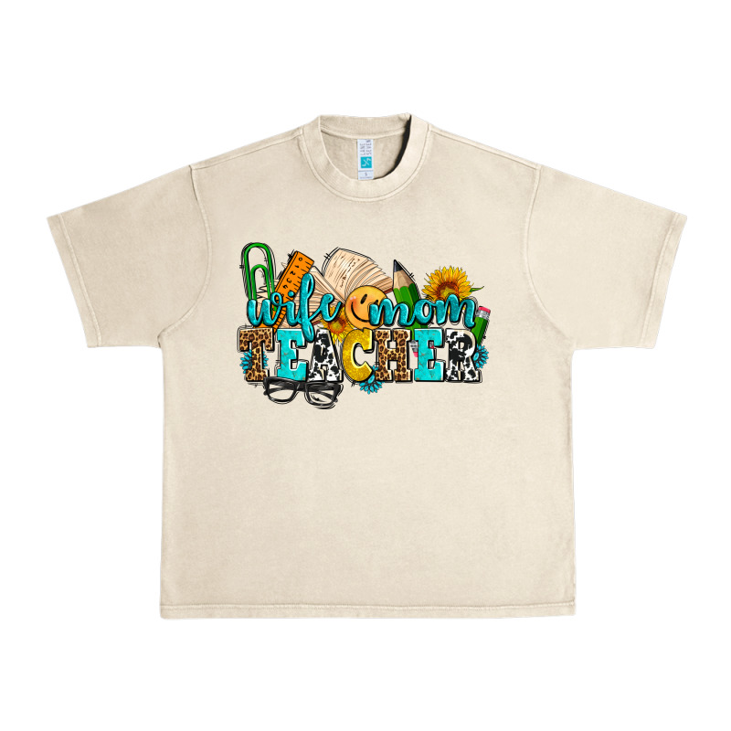 Wife Mom Teacher With Sunflowers Urban Heavy Tee by AdoDesignShop | Teevron