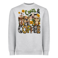 Heather Grey cows and coffee cups Heavyweight Sweatshirt - Jasminsmagicworld