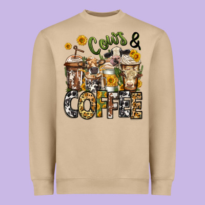 Cows And Coffee Cups Heavyweight Sweatshirt Designed By Jasminsmagicworld