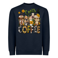 Navy cows and coffee cups Heavyweight Sweatshirt - Jasminsmagicworld