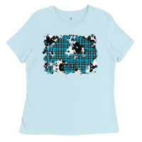 Baby Blue winter plaid cowhide pattern background Ladies Tee - RanaPortraitStore