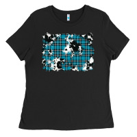 Black winter plaid cowhide pattern background Ladies Tee - RanaPortraitStore