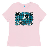 Bubblegum Pink winter plaid cowhide pattern background Ladies Tee - RanaPortraitStore
