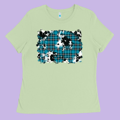 Ladies Tee winter plaid cowhide pattern background