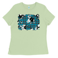 Matcha winter plaid cowhide pattern background Ladies Tee - RanaPortraitStore