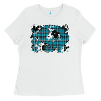 White winter plaid cowhide pattern background Ladies Tee - RanaPortraitStore