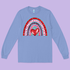 Valentine's Day Rainbow Long Sleeve Tee Designed By Barkaloodesign