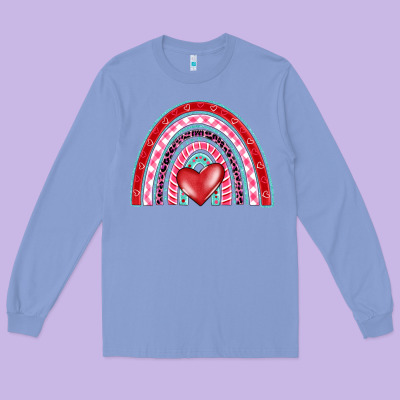 Valentine's Day Rainbow Long Sleeve Tee Designed By Barkaloodesign