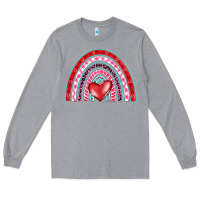 Heather Grey valentine's day rainbow Long Sleeve Tee - BarkalooDesign