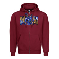 Burgundy cheer mom Zipper Hoodie - NancyCooperArtShop