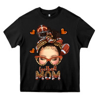 Black football messy bun mom Heavy Core Tee - texasbilliewilder
