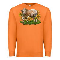 Carrot simmental bull with sunflowers Premium Sweatshirt - LillyAllenDesigns