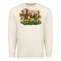 Sandshell simmental bull with sunflowers Premium Sweatshirt - LillyAllenDesigns