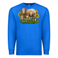 True Royal simmental bull with sunflowers Premium Sweatshirt - LillyAllenDesigns