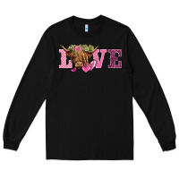 Black valentine's day love highland cow Long Sleeve Tee - BarkalooDesign