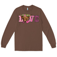 Chestnut valentine's day love highland cow Long Sleeve Tee - BarkalooDesign