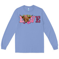 Colony Blue valentine's day love highland cow Long Sleeve Tee - BarkalooDesign