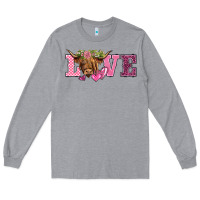 Heather Grey valentine's day love highland cow Long Sleeve Tee - BarkalooDesign
