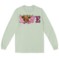 Matcha valentine's day love highland cow Long Sleeve Tee - BarkalooDesign