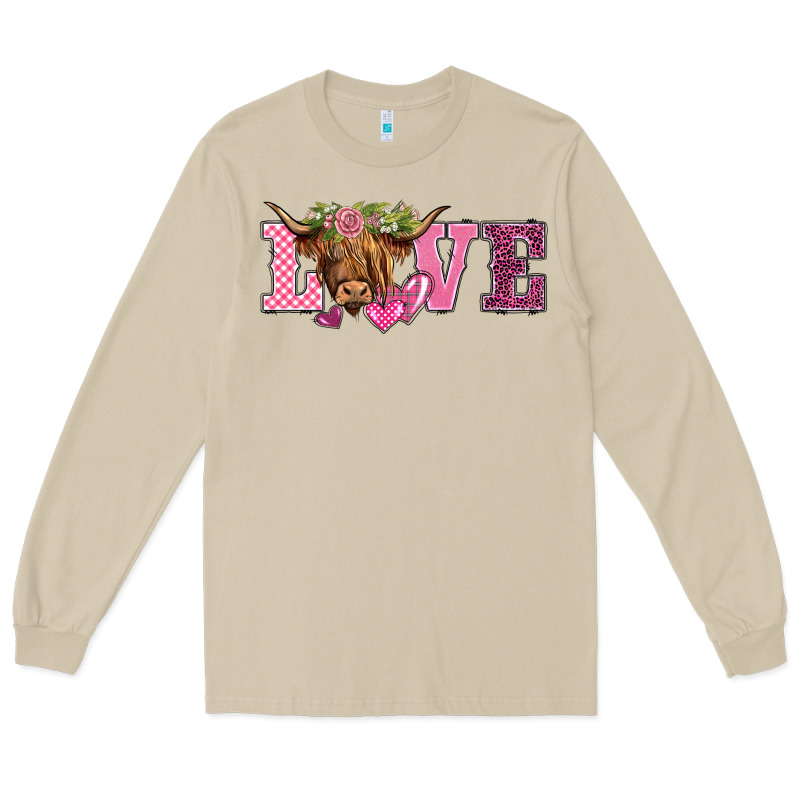 Valentine's Day Love Highland Cow Long Sleeve Tee by BarkalooDesign | Teevron