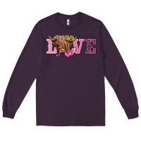 Plum valentine's day love highland cow Long Sleeve Tee - BarkalooDesign
