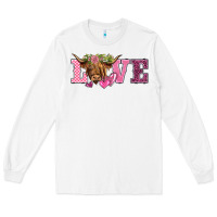 White valentine's day love highland cow Long Sleeve Tee - BarkalooDesign