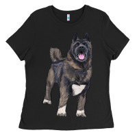 Black American akita Ladies Tee - RanaPortraitStore