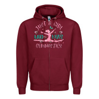 Burgundy just a girl who loves gymnastics Zipper Hoodie - MaliasSmallBusiness