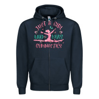 Navy just a girl who loves gymnastics Zipper Hoodie - MaliasSmallBusiness